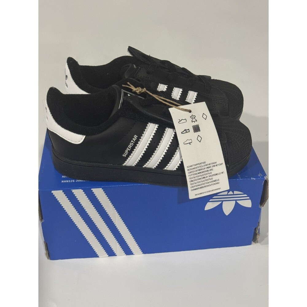 Kids Size 10- Adidas Superstar II EL I Black